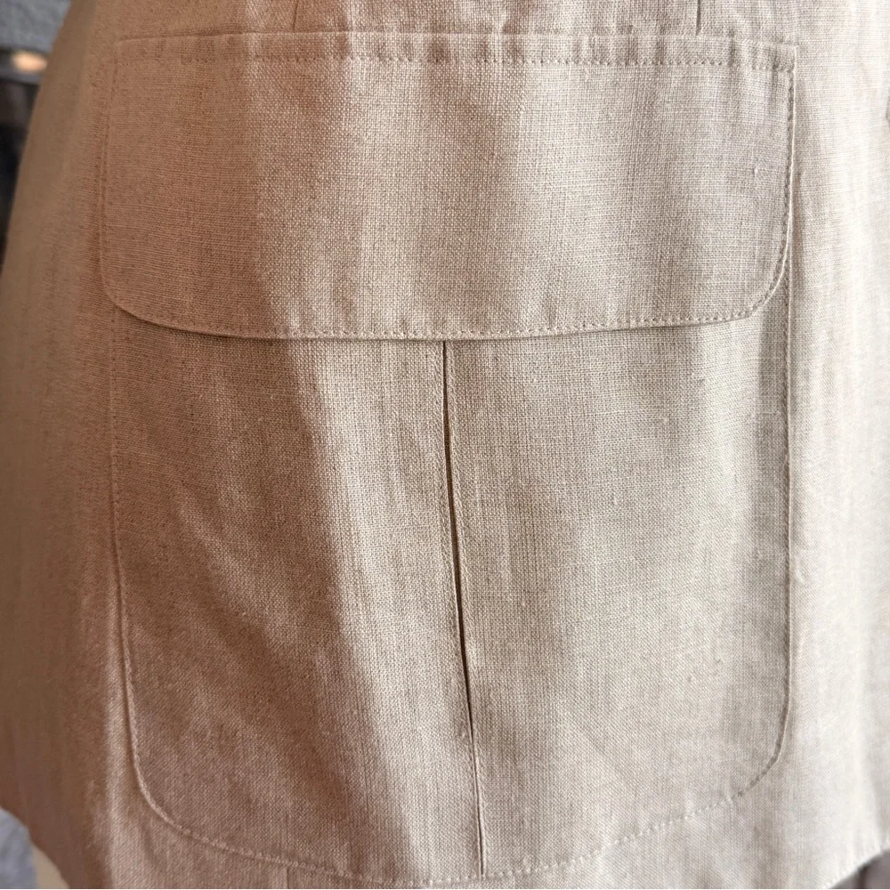 Neutral Linen Blazer | Classic Tailored Jacket | Size 4 - Picture 4 of 8